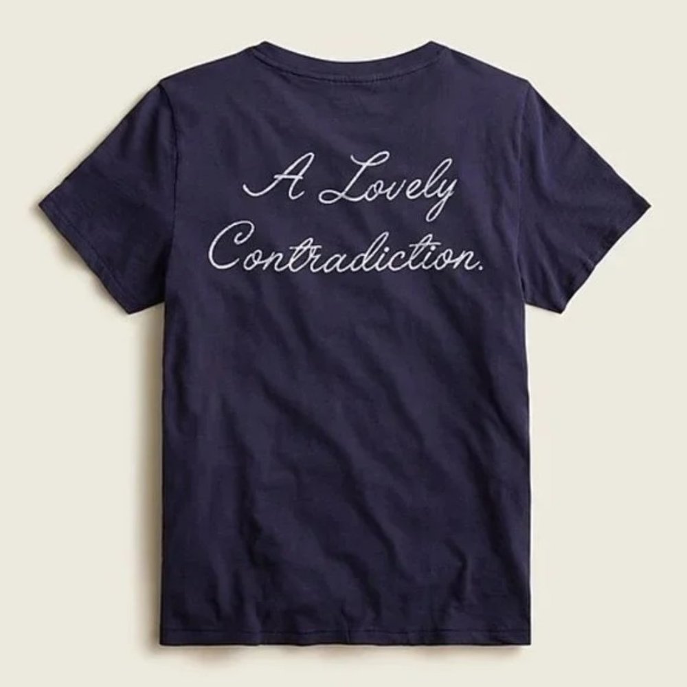 J. Crew Vintage cotton crewneck "A lovely contradiction" T-shirt Navy - Picture 2 of 7